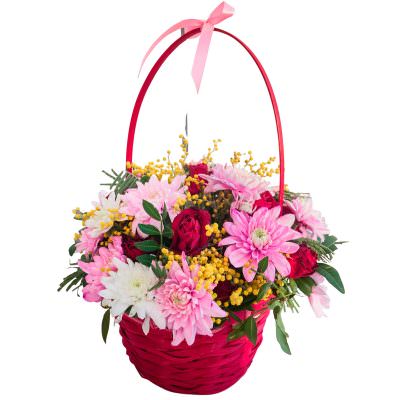 Композиция из цветов в корзине «Летнее пламя»