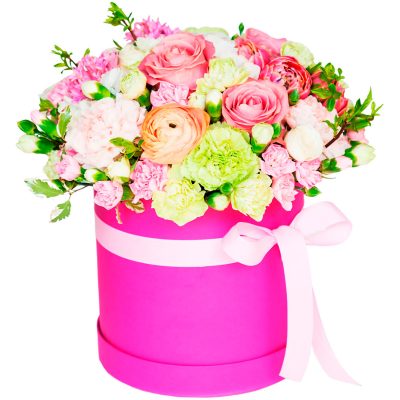 Шляпная коробка с цветами «Летнее сияние»